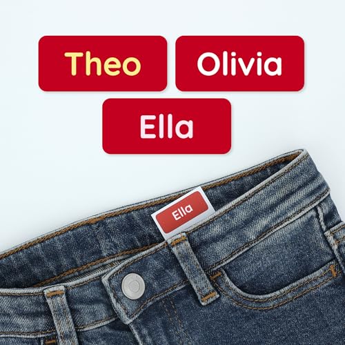 Klebekerlchen® Namensaufkleber Kinder & Erwachsene (180 Stück) – Namensschilder für Kleidung personalisiert – Etiketten selbstklebend für Schule, Kita, Seniorenheim & Beruf - Rot von Klebekerlchen