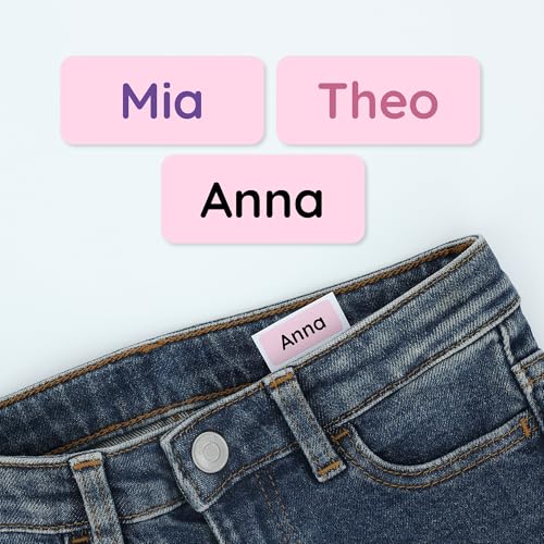 Klebekerlchen® Namensaufkleber Kinder & Erwachsene (60 Stück) – Namensschilder für Kleidung personalisiert – Etiketten selbstklebend für Schule, Kita, Seniorenheim & Beruf - helles Pink von Klebekerlchen