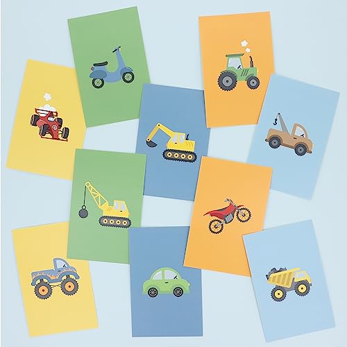 Klebekerlchen® | Niedliche Geburtstagskarten für Kinder | Grußkarten Set mit 10 Karten für jeden Anlass | Ideal für Einladungen, Kindergeburtstage, Einschulungen und Geburten - Fahrzeuge von Klebekerlchen