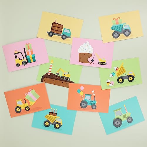 Klebekerlchen® | Niedliche Geburtstagskarten für Kinder | Grußkarten Set mit 10 Karten für jeden Anlass | Ideal für Einladungen, Kindergeburtstage, Einschulungen und Geburten - Party Fahrzeuge von Klebekerlchen
