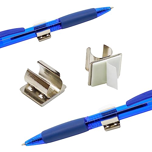 KLEBERINO Stifthalter selbstklebend | Metall Clip | Stifte Halterung zum Kleben | Stiftschlaufe selbstklebend für Kugelschreiber,Füller (10) von Kleberino
