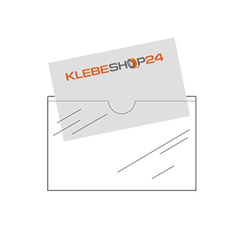 Visitenkartentaschen selbstklebend | Mit Daumenausstanzung oben | Transparent | 20 oder 100 Stück | 95 x 60 mm | Breite Seite offen | Visitenkartenhüllen zum Einkleben | Kartenhüllen zum Kleben / 20 Stück von KLEBESHOP24
