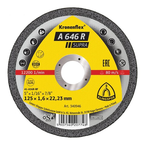 Klingspor A 646 R Trennscheibe N, 230 X 1,9 X 22,23 Mm Gerade Klingspor A 646 R Trennscheibe N, 230 X 1,9 X 22,23 Mm Gerade von Klingspor