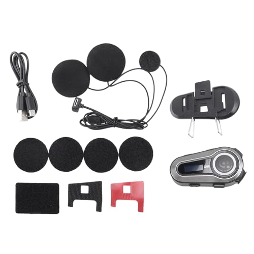 Kliplinc 1Set Motorradhelm-Headset FM-Radio Bluetooth 5.3 Drahtloser Wasserdichter Kopfh?rer Motorrad-Kopfh?rer + LCD-Bildschirm von Kliplinc