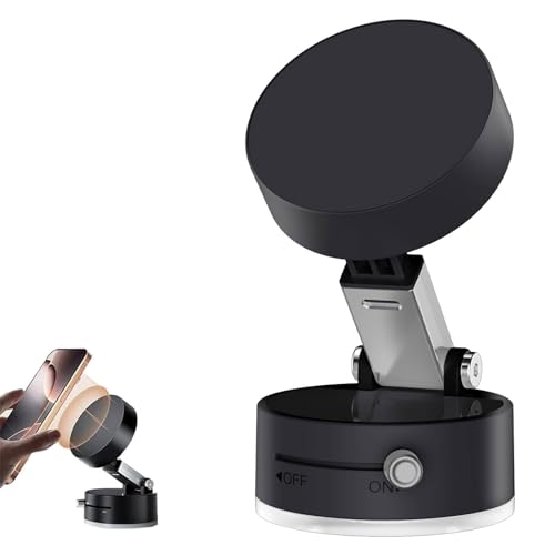 Klortecer Faltbarer Tragbarer Vakuum-Magnet-Handy-Halter, Magnetische Handyhalterung Auto, Vacuum Magnetic Phone Stand - Strong Magnet (Schwarz) von Klortecer