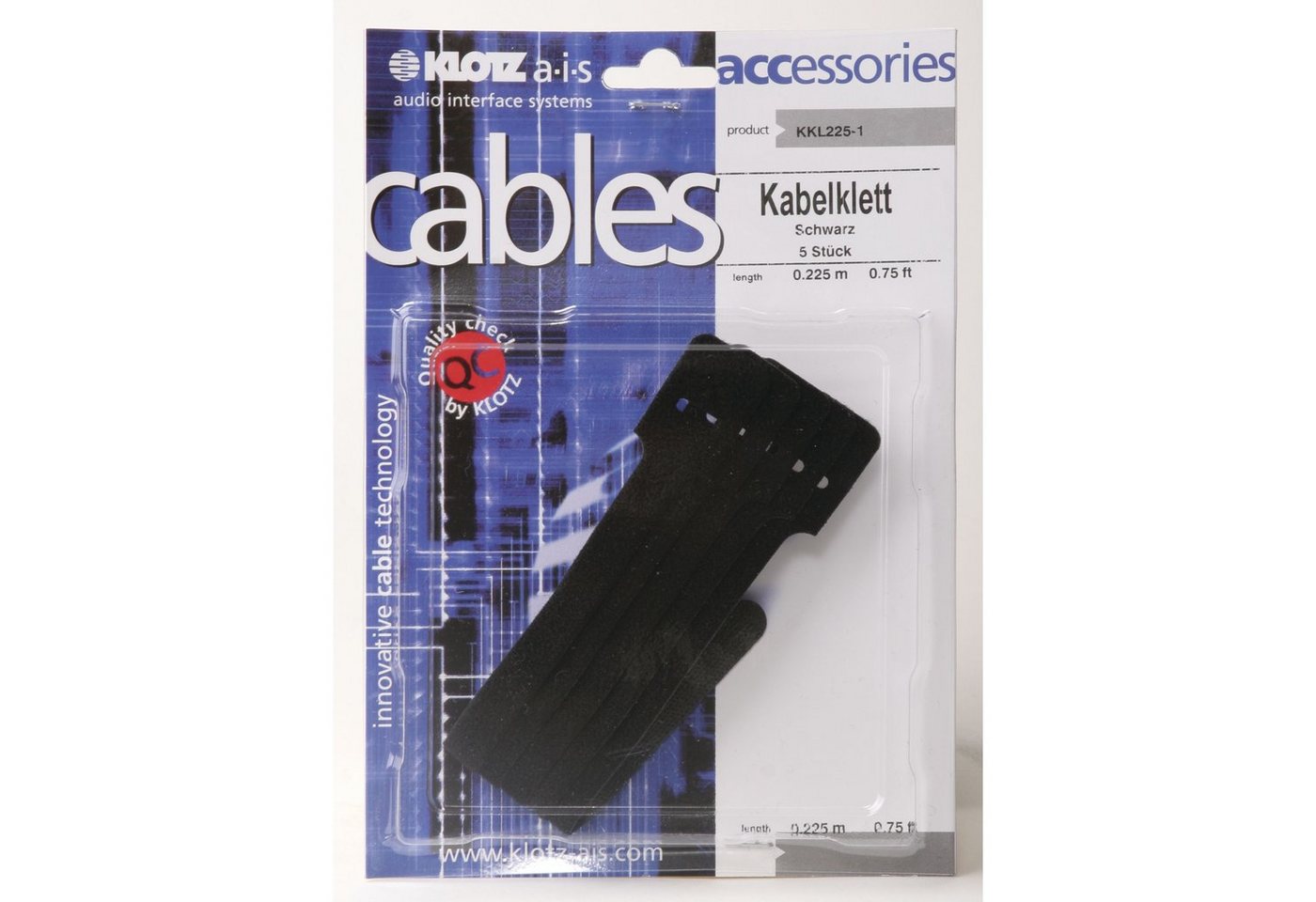 Klotz Cables Kabelzubehör, (KKL225-1 Kabelklett Stofföse schwarz, 5 Stück - Kabelklette) von Klotz Cables