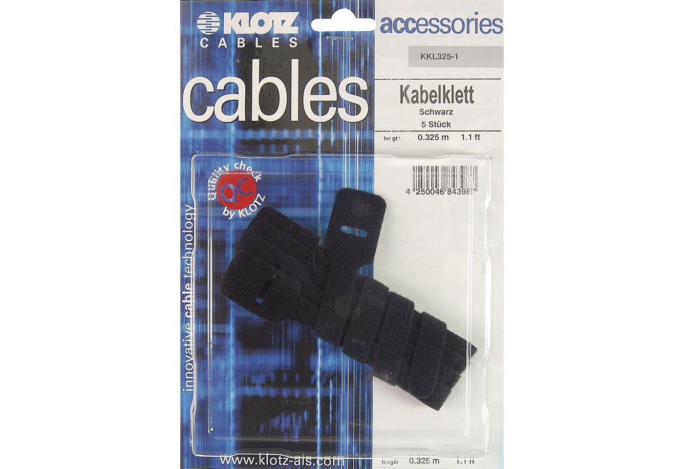 Klotz Cables Kabelzubehör, (KKL325-1 Kabelklett Stofföse schwarz, 5 Stück - Kabelklette) von Klotz Cables