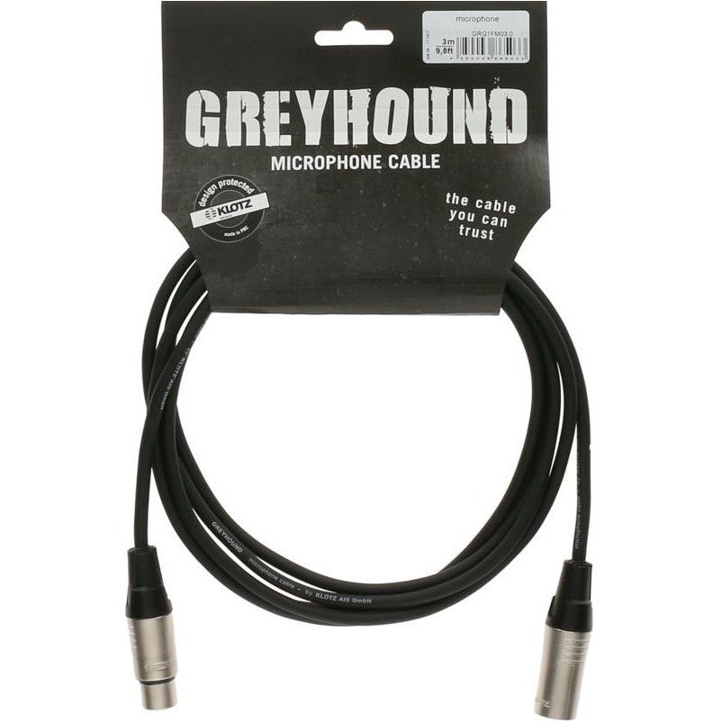 Klotz GRG1FM03.0 Greyhound XLR M to F Greyhound XLR Cable, 3m von Klotz