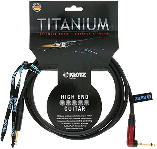 Klotz TIR0600PSP Titanium Gitarrenkabel mit Silent Plug, 6,35 mm (1/4 Zoll) gerade auf rechten Winkel, 6 m (20 Fuß) von Klotz