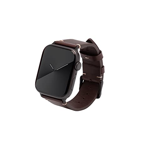 Kluck® Lederarmband für Apple Watch [Mit Box aus Holz] Series 7 6 5 4 3 2 1 SE 45mm 44mm 42mm 41mm 40mm 38mm Apple Watch Armband Leder Band (38mm/40mm/41mm, Dunkelbraun | Adapter in Schwarz) von Kluck