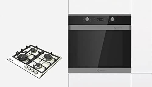 Einbau Herdset Backofen + Gaskochfeld,1-fach-Teleskopauszug, Edelstahl Gaskochfeld, WOK-Brenner 4kW, WOK-Aufsatz! von Klugmann