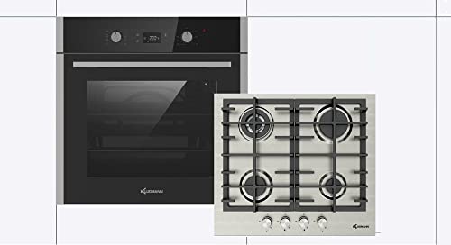 Einbau Herdset Backofen + Gaskochfeld,1-fach-Teleskopauszug, vitroceramic Gaskochfeld nicht Glas! WOK-Brenner 4kW, WOK-Aufsatz! von Klugmann