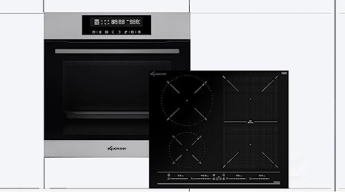 Klugmann Backofen-Set KO609TCX, mit 1-fach-Teleskopauszug, Touch-Slider-Bedienung, FlexZone, Stop-and-Go-Funktion, Teleskopauszug, TFT Display, Touch Timer, 9 Funktionen, 5 Kochzonen (4 + 1 flex) von Klugmann