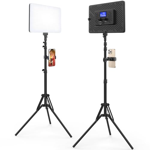 Kmasic 2 Pack LED Videoleuchte, 20W Kamera Video Licht Handyhalter 8000mAh Akku Video Streaming Licht mit 160cm Stativ 2500-8500K 2000Lux Fotolicht für Videobeleuchtung Fotografie YouTube TikTok Kmasic 2 Pack LED Videoleuchte, 20W Kamera Video Licht Handyhalter 8000mAh Akku Video Streaming Licht mit 160cm Stativ 2500-8500K 2000Lux Fotolicht für Videobeleuchtung Fotografie YouTube TikTok von Kmasic