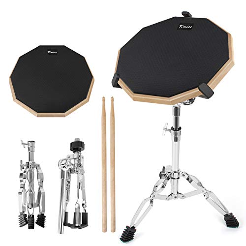 Kmise 12-Zoll- ÜBungs Drum Pad Erwachsene Kinder, Drum ÜBungspad Pad Mit Snare Drum Stand Und Schlagzeug Sticks Mute Silent Drum-ÜBungspad-Set von Kmise