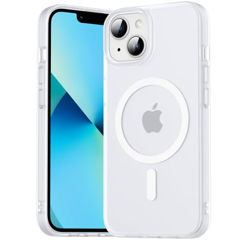 Kmofizle Magnetische Hülle für iPhone 13/iPhone 14, kompatibel mit MagSafe, Transluzente Frosted Back Case, Dünne Anti-Schock Anti-Fingerspitzen Case für iPhone 13/iPhone 14, Transparent Kmofizle Magnetische Hülle für iPhone 13/iPhone 14, kompatibel mit MagSafe, Transluzente Frosted Back Case, Dünne Anti-Schock Anti-Fingerspitzen Case für iPhone 13/iPhone 14, Transparent von Kmofizle