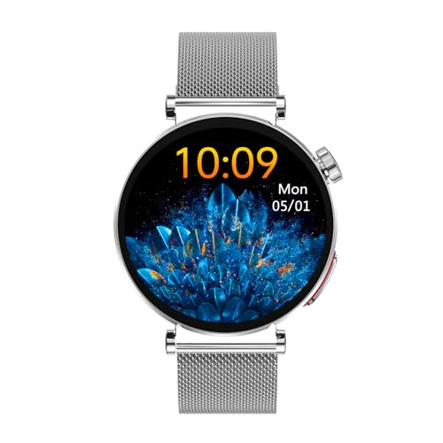 Knauermann NEO 2 (2025) - Silber Rund - Gesundheitsuhr Smartwatch - EKG - HRV Funktion - BT Bluetooth - Schlafapnoe - Blutdruck - Milanaise Armband von Knauermann