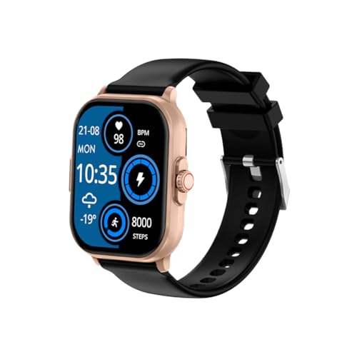 Knauermann Neo (2024) Gold Eckig - Gesundheitsuhr Smartwatch - EKG + HRV Funktion - BT Bluetooth - Schlafapnoe - Blutdruck - Silikonband Schwarz, 14-24 von Knauermann