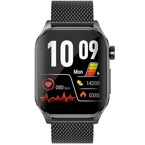 Knauermann PRO 3 (2024) Schwarz - Gesundheitsuhr Smartwatch mit Telefoniefunktion - EKG + HRV und SOS Funktion - AMOLED Display- BT Bluetooth - Schlafapnoe - Milanaiseband Schwarz, 14-24 von Knauermann