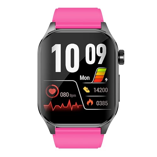 Knauermann PRO 3 (2024) Schwarz - Gesundheitsuhr Smartwatch mit Telefoniefunktion - EKG + HRV und SOS Funktion - AMOLED Display- BT Bluetooth - Schlafapnoe - Silikonband Rose, 14-24 von Knauermann