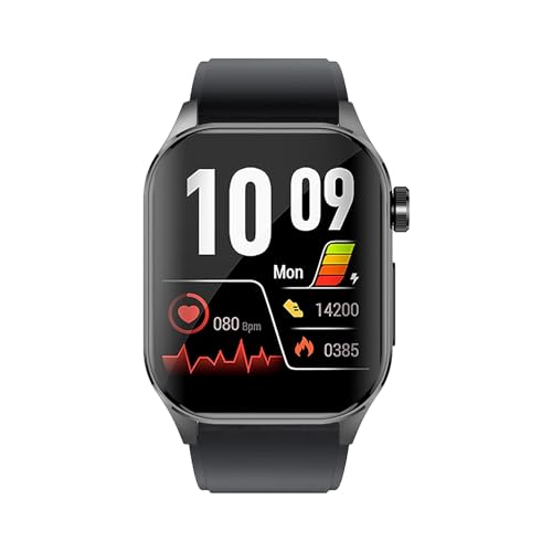 Knauermann PRO 3 (2024) Schwarz - Gesundheitsuhr Smartwatch mit Telefoniefunktion - EKG + HRV und SOS Funktion - AMOLED Display- BT Bluetooth - Schlafapnoe - Silikonband Schwarz, 14-24 von Knauermann