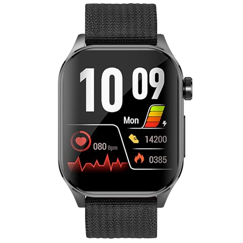 Knauermann PRO 3 (2024) Schwarz - Gesundheitsuhr Smartwatch mit Telefoniefunktion - EKG + HRV und SOS Funktion - AMOLED Display- BT Bluetooth - Schlafapnoe - Textilband Schwarz/Blau, 14-24 von Knauermann