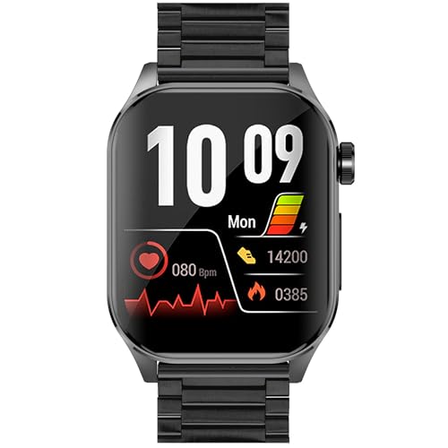 Knauermann PRO 3 (2024) Schwarz - Gesundheitsuhr Smartwatch mit Telefoniefunktion - EKG + HRV und SOS Funktion - AMOLED Display- BT Bluetooth - Schlafapnoe - Titanband Schwarz, 14-24 von Knauermann