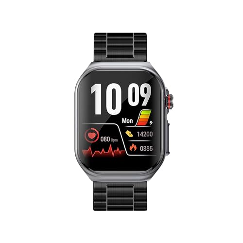 Knauermann PRO 3 Fan Edition eckig (2025) Grau, Gesundheitsuhr Smartwatch mit Telefoniefunktion, EKG Plus HRV und SOS Funktion, BT Bluetooth, Schlafapnoe, Titan Schwarz, 14-24 von Knauermann