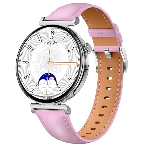 Knauermann PRO 3 Mini (2024) Silber - Gesundheitsuhr Smartwatch mit Telefoniefunktion - EKG + HRV und SOS Funktion - AMOLED Display - BT Bluetooth - Schlafapnoe - Rindslederband Rose, 14-24,rund von Knauermann