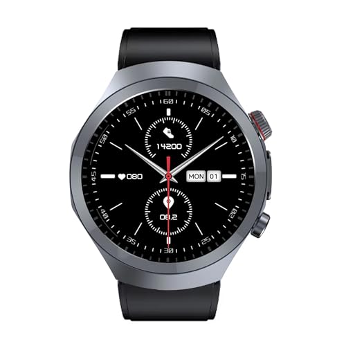 Knauermann PRO 3 Plus rund (2025), Gesundheitsuhr Smartwatch mit Telefoniefunktion, Brustkorb EKG Plus HRV und SOS Funktion, AMOLED Display- BT Bluetooth, Schlafapnoe, Silikonband Schwarz, 14-24 von Knauermann