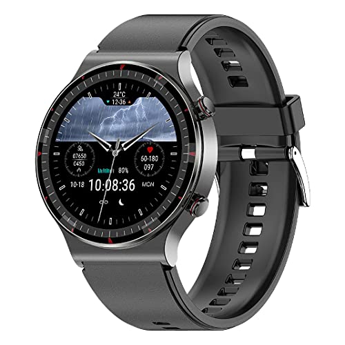 Knauermann Pro 2 (2023) Schwarz - Gesundheitsuhr Smartwatch - OSRAM Sensoren - EKG + HRV Funktion - BT Bluetooth - Schlafapnoe - Blutdruck - Silikonband Schwarz, 14-24 von Knauermann