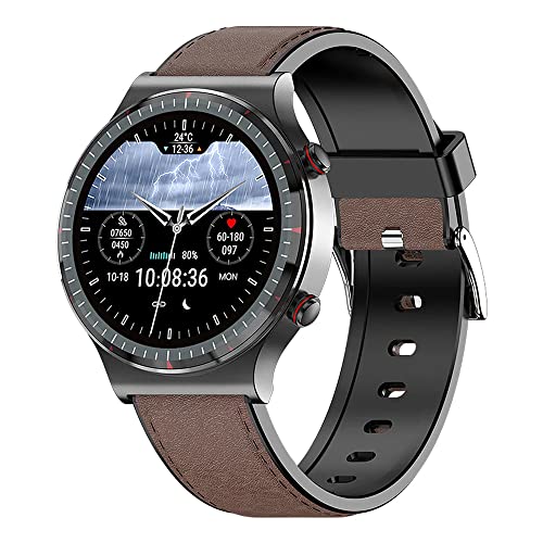 Knauermann Pro 2 (2023) Schwarz - Gesundheitsuhr Smartwatch - OSRAM Sensoren - EKG + HRV Funktion - BT Bluetooth - Schlafapnoe - Blutdruck - Wildlederfaserband Braun, 14-24 von Knauermann