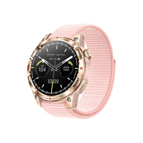 Knauermann SMART 3 (2025) Gold, Gesundheitsuhr Smartwatch mit Telefoniefunktion, Brustkorb EKG Plus HRV und SOS Funktion, AMOLED Display- BT Bluetooth, Schlafapnoe, Klett Rose, 14-24 von Knauermann