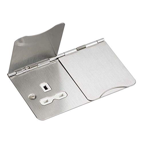 Knightsbridge FPR9UBCW Twin Floor Socket Doppelsteckdose weißem Einsatz, gebürstetes Chrom von Knightsbridge
