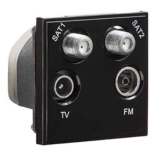 Knightsbridge NETQDBK Quadplexed SAT1/SAT2/TV/FM-DAB-Steckdosenmodul, Schwarz, 50 x 50 mm Knightsbridge NETQDBK Quadplexed SAT1/SAT2/TV/FM-DAB-Steckdosenmodul, Schwarz, 50 x 50 mm von Knightsbridge