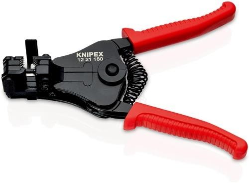Knipex Abisolierzange L.180mm schwarz lack.Ku.-Überzug m.Öffnungsf. 12 21 180 von Knipex-Werk