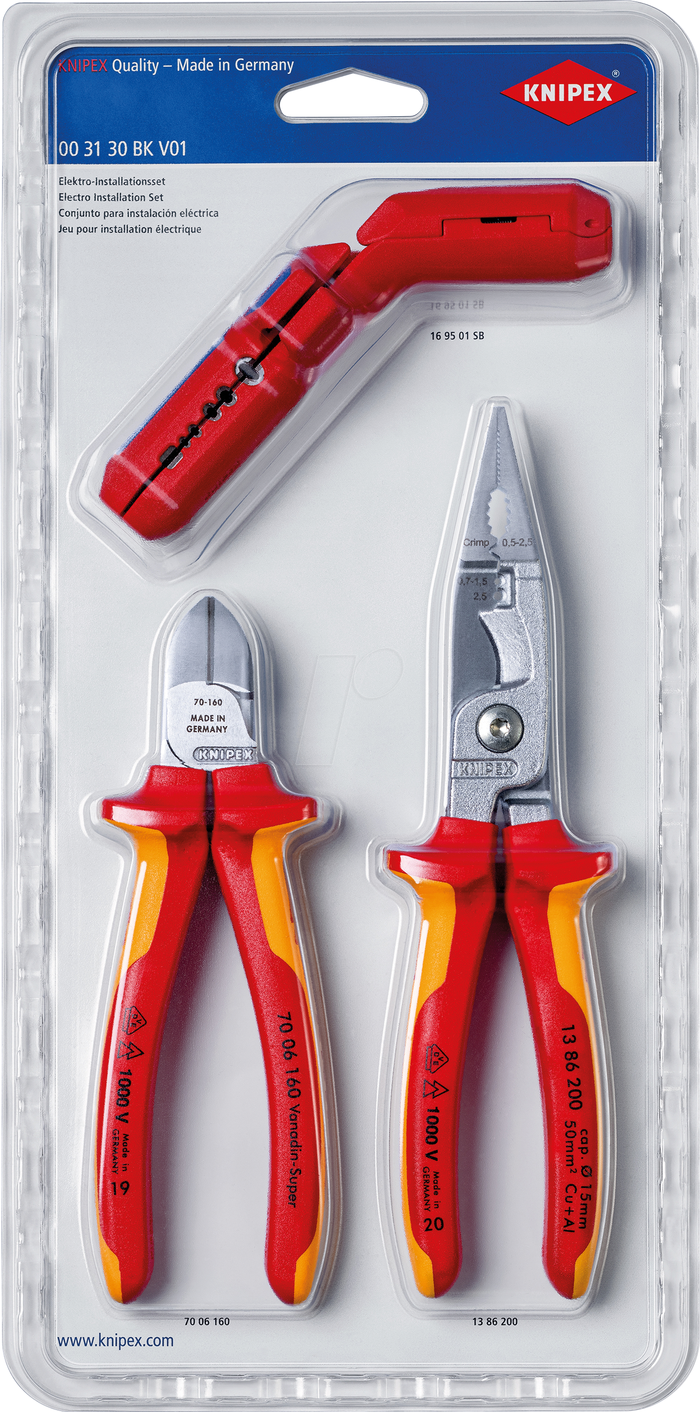 KN 00 31 30 BK - Elektro-Installationsset, 3-teilig von Knipex