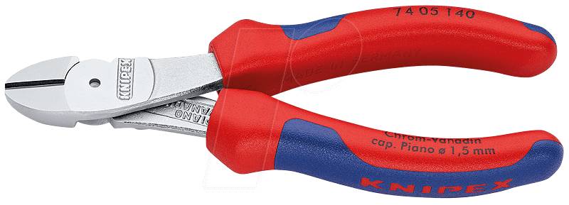 KN 74 05 140 - Kraft-Seitenschneider, 140 mm, verchromt von Knipex