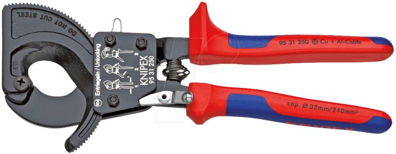 KN 95 31 250 - Kabelschere, 250 mm, für Cu und Al-Kabel, Ø 32,0 mm, 240,0 mm² von Knipex