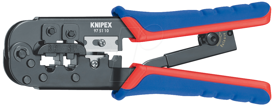 KN 97 51 10 - Crimpzange, 190 mm, für Westernstecker, Modularstecker von Knipex