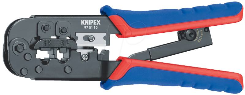 KN 97 51 10 - Crimpzange, 190 mm, für Westernstecker, Modularstecker von Knipex