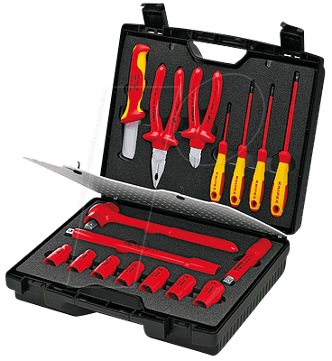 KN 98 99 11 - Werkzeugsatz, VDE, Zangen, Schraubwerkzeuge, 17-teilig von Knipex