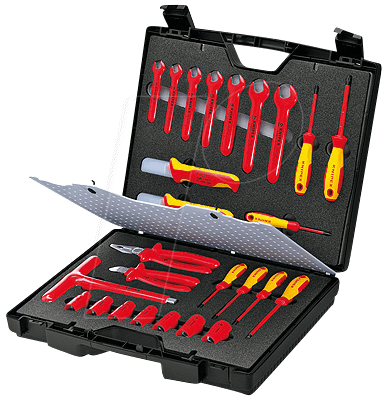 KN 98 99 12 - Werkzeugsatz, VDE, Werkzeugkoffer, Elektriker, 26-teilig von Knipex