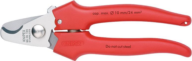 Knipex 95 05 165 Kabelschere Geeignet für (Abisoliertechnik) Alu- und Kupferkabel, ein- und mehrdrähtig 10 mm 24 mm² 3 von Knipex