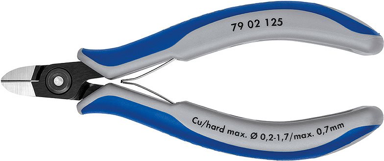 Knipex Präzisions-Elektronik-Seitenschneider Ausführung Runder Kopf mit sehr kleiner Facette Schneid (79 02 125) von Knipex