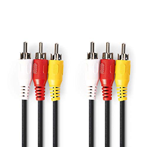 KnnX 28132 - Composite-Stereo-Audio- und -Videokabel - Länge: 1,50M - 3 x Cinchstecker auf 3 x Cinch Stecker - dreifach Rot, Weiß, Gelbe Anschlussstecker Verbindungskabel von KnnX