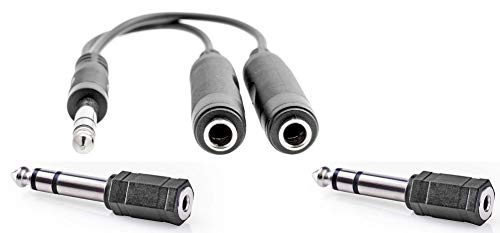 KnnX 28155 | Stereo Dual 2 Wege Lautsprecher und Kopfhörer Audio Y-Splitter 20cm-Adapterkabel | 6,35 mm Klinkenstecker an 2 x 6,35 mm oder 3,5 mm Buchse von KnnX