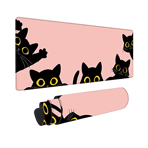 Rosa Katzen süßes Kawaii Mauspad große Schreibtischunterlage Büro Schreibtischzubehör Bürodekoration für Frauen Schreibtisch-Organizer und Zubehör, Zuhause, 80x39.9 cm von Knobcar
