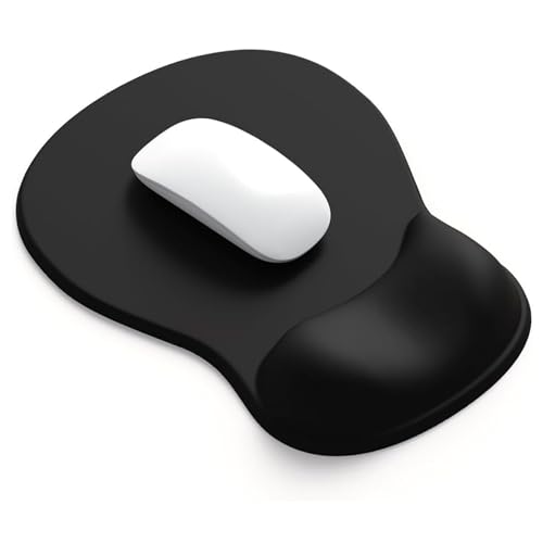 Knocent Ergonomisches Mauspad mit Gel-Handgelenkstütze, bequeme Handgelenkauflage, Mauspad mit rutschfester PU-Basis zur Schmerzlinderung, Schreibtisch, Zuhause und Büro (schwarz) von Knocent