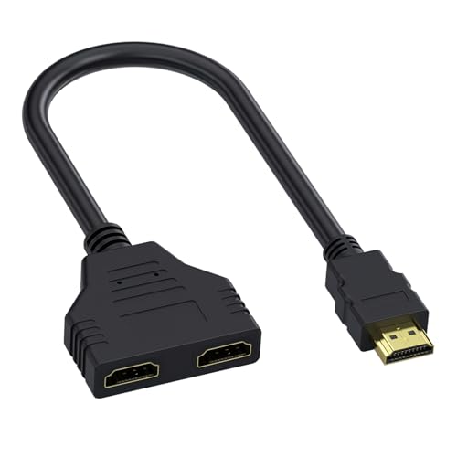 Knocery Doppelter HDMI-Adapter, Stecker auf Doppel-Buchse, 1 auf 2 Wege, Splitter, HDMI-Kabel, Adapter, Splitter, Kabel, Splitter, für LED, LCD, HD, TV Knocery Doppelter HDMI-Adapter, Stecker auf Doppel-Buchse, 1 auf 2 Wege, Splitter, HDMI-Kabel, Adapter, Splitter, Kabel, Splitter, für LED, LCD, HD, TV von Knocery